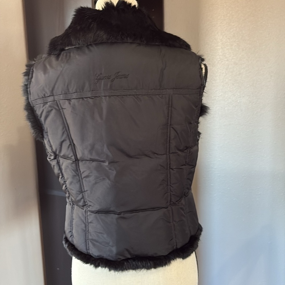 Guess Women’s Size L Faux Fur Cropped Moto Vest - Picture 2 of 6